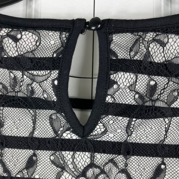 Elle Top Striped Jersey Lace Cap Sleeve Size XS Might Fit Size Small - Picture 3 of 15